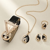 cheap Quartz Watches-5pcs/set Women&#039;s Watch Luxury Triangle Pointer Quartz Watch Shiny Rhinestone Analog Wrist Watch &amp; Jewelry Set, Gift For Mom Her