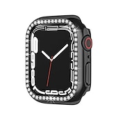 baratos Capa Smartwatch-2 por Pacote Estojo de relógio com protetor de tela Compatível com Apple Watch Series 8 7 41mm 45mm / Series 6 5 4 SE 40mm 44mm / Series 3 2 1 38mm 42mm Resistente a riscos Bling Diamond Limpar HD