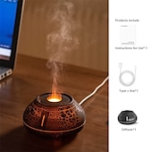 billiga luftfuktare-crackle paint flame arom diffuser simulering flame luftfuktare cool mist luftfuktare tyst ultraljud luftfuktare för sovrum hem skola studenthem söta estetiska grejer heminredning rumsdekor