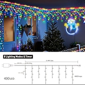abordables Guirlandes lumineuses à brancher-1 paquet de guirlandes lumineuses de Noël de 10 mètres à 400 LED, lumières de Noël extérieures avec 8 modes de minuterie, télécommande étanche, guirlande lumineuse connectable à brancher pour l&#039;extérieur et l&#039;intérieur de la maison