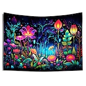 cheap Blacklight Tapestries-Blacklight Tapestry UV Reactive Glow in the Dark Flower Trippy Misty Nature Landscape Hanging Tapestry Wall Art Mural for Living Room Bedroom