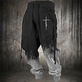 economico Pantaloni della tuta-Fede Vintage Per uomo Stampa 3D Pantaloni della tuta Jogging Pantaloni Esterno Strada Casual / quotidiano Poliestere Nero Blu Marrone S M L Vita normale Elasticità Pantaloni