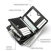 economico porta carte e custodie-portafoglio da uomo in pelle combinazione porta carte d&#039;identità in pelle pu con design a catena antifurto