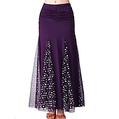 abordables Tenues de danse de salon-Danse de Salon Jupes Imprimé Couleur Pure Fantaisie Femme Utilisation Entraînement Taille haute Polyester