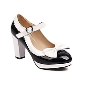cheap Platform Heels-Women&#039;s Vintage Lolita Mary Jane Heels with Bow and Heart Buckle – Retro Platform Pumps for Cosplay and Parties
