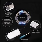 economico Striscie luci a batteria-elegante festa di ricevimento di nozze 16 confezioni luci fatate a led a batteria luci a stringa filo d&#039;argento impermeabile 7 piedi 20 led lucciola luci stellate lunari per fai da te festa di nozze