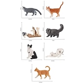 cheap Building Toys-PVC Solid Simulation Pet Cat Model Black And White Cat Stretched Lazily Cat Playing With Cat Tabletop Decoration Small Ornaments