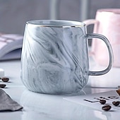 preiswerte Becher &amp; Tassen-1 Stück isolierte Kaffeetasse mit nordischem Marmormuster und goldenem Rand – kreative Keramiktasse für Paare