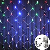 abordables Enchufe eléctrico-Cadena de luces LED de malla atrapasueños de 1,5 x 1,5 x 3 x 2 pulgadas, cielo estrellado, hierba, luz decorativa navideña, luz de ambiente para acampar al aire libre, fiesta navideña, 1 juego