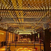 abordables Enchufe eléctrico-Cadena de luces LED de malla atrapasueños de 1,5 x 1,5 x 3 x 2 pulgadas, cielo estrellado, hierba, luz decorativa navideña, luz de ambiente para acampar al aire libre, fiesta navideña, 1 juego