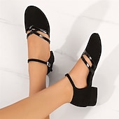 cheap Ballroom Shoes &amp; Modern Dance Shoes-Women&#039;s Black Ballroom Dance Shoes with Suede Sole - Low Heel, Comfortable and Non-Slip Practice Latin Dance Shoes with Straps
