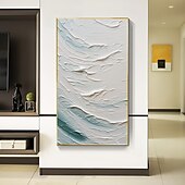 cheap Abstract Paintings-Handmade Oil Painting Canvas Wall Art Decor  Original Abstract Beach in full for Home Decor With Stretched FrameWithout Inner Frame Painting