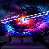 tanie Blacklight gobelin-gobelin z czarnym światłem UV reaktywny świecący w ciemności świecący neonowy wszechświat niebo psychodeliczny mglisty krajobraz natura wiszący gobelin sztuka ścienna mural do salonu sypialnia