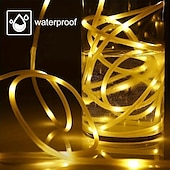 cheap Solar String Lights-Solar Rope Lights Outdoor Waterproof with Remote Control, 50M-500Led/100M-1000Led Solar String Light, 8 Modes, Extra Long Fairy Lights with Timer Solar Tube, Suitable for Garden Terrace, Courtyard