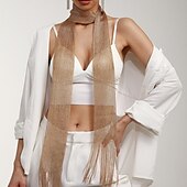 billige Sjal-Sjale Sjal til kvinner Skjerf til damer Enkel Ermeløs Polyester Bryllup Wrap Med Glimmer Til Daglig Vår sommer