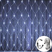 abordables Enchufe eléctrico-Cadena de luces LED de malla atrapasueños de 1,5 x 1,5 x 3 x 2 pulgadas, cielo estrellado, hierba, luz decorativa navideña, luz de ambiente para acampar al aire libre, fiesta navideña, 1 juego