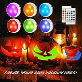 tanie Światła krążkowe-Oświetlenie ledowe 3/6 sztuk oświetlenie podszafkowe 13 kolorów reflektor led na podczerwień rgb dotykowy szafka ściemnianie otoczenia lampka nocna pat hockey light timer z pilotem