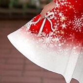 billiga Barnens julklänningar-Flickor 3D Snögubbe Snöflinga Klänning Långärmad 3D-tryck Höst Vinter Sport &amp; Utomhus Dagligen Helgdag söt stil Ledigt Skön Barn 3-12 år Vardagsklänning A linjeklänning Ovanför knäet Polyester Normal