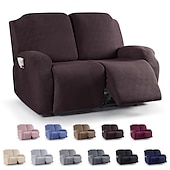 cheap Recliner Chair Cover-Loveseat 3 Seater Burgundy Recliner Covers Cover for Large Reclining Chair Slipcover Seat Reversible Washable Protector with Elastic Adjustable Straps for Kids Pets