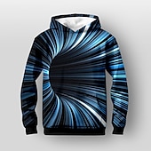 billiga Pojkens 3D Vision &amp; Geometri-Pojkar 3D Grafisk Huvtröja Pullover Långärmad 3D-tryck Höst Vinter Mode Streetwear Häftig Barn 3-12 år Huva Utomhus Ledigt Dagligen Normal