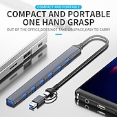 abordables Concentradores USB-7 puertos 2 en 1 usb 3,0 hub tipo c adaptador usb 2,0 transmisión de alta velocidad multipuerto usb divisor expansor para ordenador pc