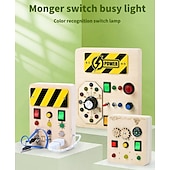 abordables Jouets éducatifs-interrupteur de lumière montessori planche sensorielle occupée en bois cordons et clés enfichables apprentissage éducatif jouet de décompression aller à l&#039;école cadeaux de vacances pour les enfants