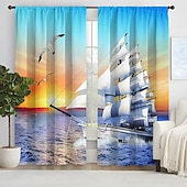 abordables Cortinas y cortinajes-Cortinas opacas de 2 paneles, cortinas para sala de estar, dormitorio, cocina, tratamientos de ventanas, oscurecimiento de habitación con aislamiento térmico