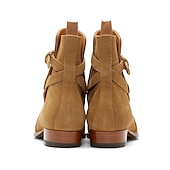 billige Dress Boots-Herre jodhpur-støvletter i semsket skinn med spenne – klassiske ankelstøvletter for jobb, formelle arrangementer og elegant fritidsklær