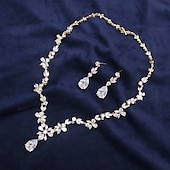 voordelige Accessoires en meer-Bruidssieradensets 1 set Kubieke Zirkonia Koper 1 Ketting Oorbellen Dames Luxe Elegant Laten vallen Sieraden set Voor Bruiloft Feest Vuosipäivä