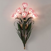 baratos Candeeiros de Parede de interior-arandelas de parede design de flores g4 * 6 luminária de cabeceira led com iluminação de vaidade de vidro de metal lâmpadas de parede de metal para corredor de quarto 110-240v