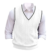 cheap Men&#039;s Pullover Sweater-Men&#039;s Sweater Vest Pullover Sweater Jumper Dress Sweater Knit Sweater Ribbed Cable Knit Regular Knitted Plain V Neck Keep Warm Modern Contemporary Daily Wear Going out Clothing Apparel Fall Winter