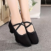 abordables Chaussures de ballet-Femme Chaussons de ballet Utilisation Soirée Talon Talon Cubain Élastique Adulte Noir Blanche Rose
