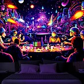 preiswerte Blacklight -Wandteppiche-Schwarzlicht-Wandteppich, UV-reaktiv, leuchtet im Dunkeln, Party, Neon, Trippy, Misty Bar, Konzert, Wandteppich, Wandbild für Wohnzimmer, Schlafzimmer