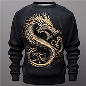abordables Sudaderas 3D para hombre-Hombre Graphic Animal Dragón Sudaderas Sudadera con capucha Manga Larga Camisa de entrenamiento Cuello Barco Moda Diario Casual Impresión 3D Vacaciones Festivos Noche Estampado Primavera &amp; Otoño