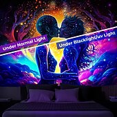 olcso Feketeművilágítás-blacklight gobelin uv reaktív világít a sötétben ragyogás buli neon trippy ködös párbaj női akasztós gobelin fali művészeti falfestmény nappali hálószobába