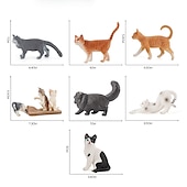 cheap Building Toys-PVC Solid Simulation Pet Cat Model Black And White Cat Stretched Lazily Cat Playing With Cat Tabletop Decoration Small Ornaments