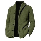 preiswerte Herren Strickjacke-Herren Strickjacke Kurzer Pullover Strickpullover Gerippt Stricken Standard Knopf hoch Glatt Schalrevers Warm-Ups Moderne zeitgenössische Casual Freizeitskleidung Bekleidung Herbst Winter Schwarz Blau