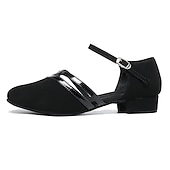 cheap Ballroom Shoes &amp; Modern Dance Shoes-Women&#039;s Black Ballroom Dance Shoes with Suede Sole - Low Heel, Comfortable and Non-Slip Practice Latin Dance Shoes with Straps