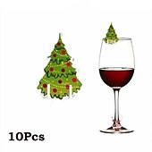 preiswerte Weihnachtsküche-10 Stück Weihnachts-Weinglas-Papierkarten-Weinzubehör für Barzubehör-Partydekoration