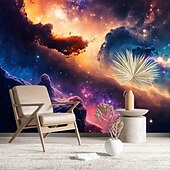 voordelige Behang-3d muurschildering behang zonnestelsel galaxy planet muursticker die print peel en stick verwijderbare pvc/vinyl materiaal zelfklevend/lijm vereist muur decor muurschildering voor woonkamer slaapkamer