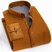 cheap Men&#039;s Button Up Shirts-Men&#039;s Shacket Solid / Plain Color Vacation New Year Yellow Red Dark Navy Blue Long Sleeve Classic Collar Fall / Winter Clothing Apparel Print