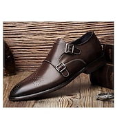 abordables Officiel-hommes mocassins habillés et slip-ons richelieu chaussures de moine affaires britannique gentleman bureau et carrière fête et soirée chaussures en cuir noir marron printemps automne