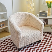 abordables Potah na křeslo a potah na křeslo-Housse de chaise club en polaire housse de chaise tonneau housse de chaise de baignoire extensible douce pour salon et chambre à coucher, protection de fauteuil lavable et amovible, protection de