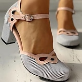 levne Block Heels-dámské puntíkované boty na podpatku mary jane – retro lodičky s kulatou špičkou s páskem ke kotníku pro běžné nošení, večírky a vintage outfity
