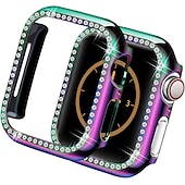 baratos Capa Smartwatch-2 por Pacote Estojo de relógio com protetor de tela Compatível com Apple Watch Series 8 7 41mm 45mm / Series 6 5 4 SE 40mm 44mm / Series 3 2 1 38mm 42mm Resistente a riscos Bling Diamond Limpar HD
