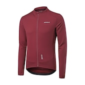 お買い得  メンズジャージ-男性用 サイクリングジャージー 長袖 バイク トレーナー トラックスーツ ジャージー 3つのリアポケット付き マウンテンサイクリング ロードバイク 速乾性 反射性ストリップ 後ポケット ウィッキング スポーツ ワインレッド ダークグリーン ダークブルー 衣類