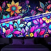 Χαμηλού Κόστους Μαύρισμα ταπετσαρία-blacklight ταπετσαρία uv αντιδραστική λάμψη στη σκοτεινή λάμψη πάρτι νέον trippy ομιχλώδης φύση τοπίο κρεμαστή ταπισερί τοίχου τοιχογραφία για κρεβατοκάμαρα σαλονιού