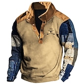 economico Felpe 3D da uomo-Per uomo Pop art Color Block Cowboy Felpe Felpa Manica lunga Felpa Colletto alla coreana Giornaliero Informale Vintage retrò Stampa 3D Da mare Sportivo Per eventi Stampa Primavera &amp; Autunno