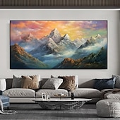 cheap Landscape Paintings-Handmade Hand Painted Oil Painting Wall Art  Large Size Contemporary Golden Mountains Home Decoration Decor Rolled Canvas No Frame Unstretched