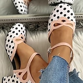 levne Block Heels-dámské puntíkované boty na podpatku mary jane – retro lodičky s kulatou špičkou s páskem ke kotníku pro běžné nošení, večírky a vintage outfity